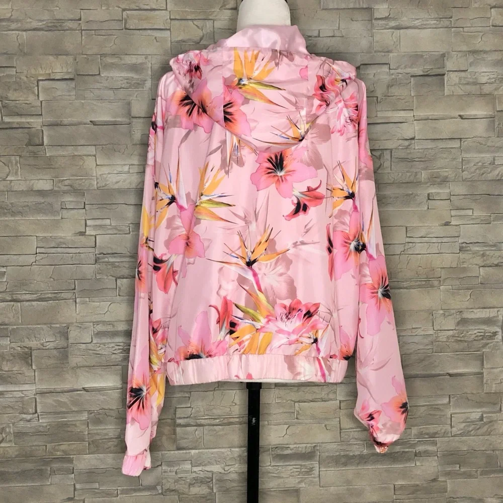 Pink floral windbreaker jacket - Picture 5 of 8